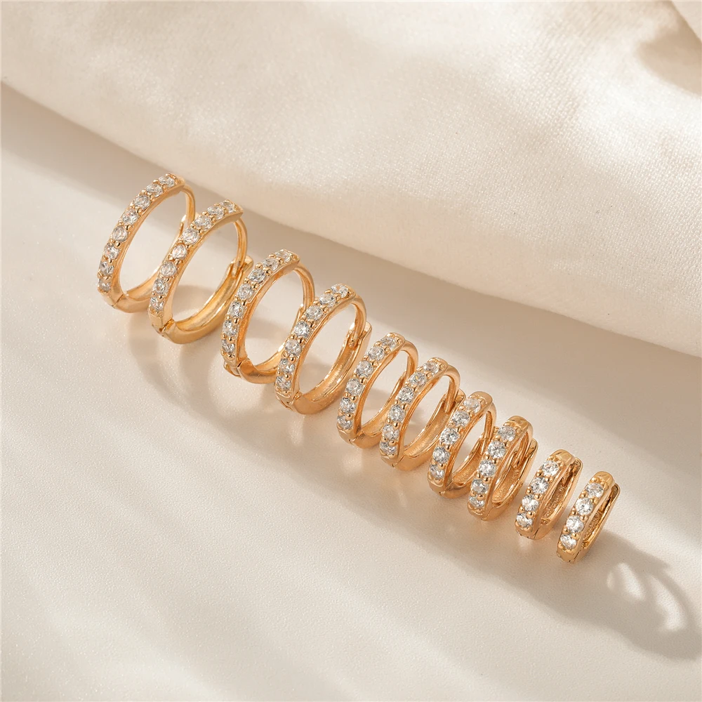 CANNER Real 925 Sterling Silver Hoop Earrings for Women Round Circle Earring Zircon Piercing Earings personalized Trend Jewelry