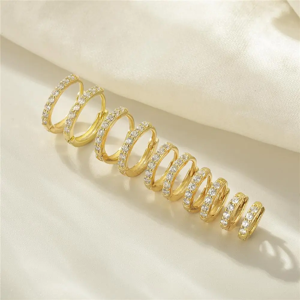 CANNER Real 925 Sterling Silver Hoop Earrings for Women Round Circle Earring Zircon Piercing Earings personalized Trend Jewelry