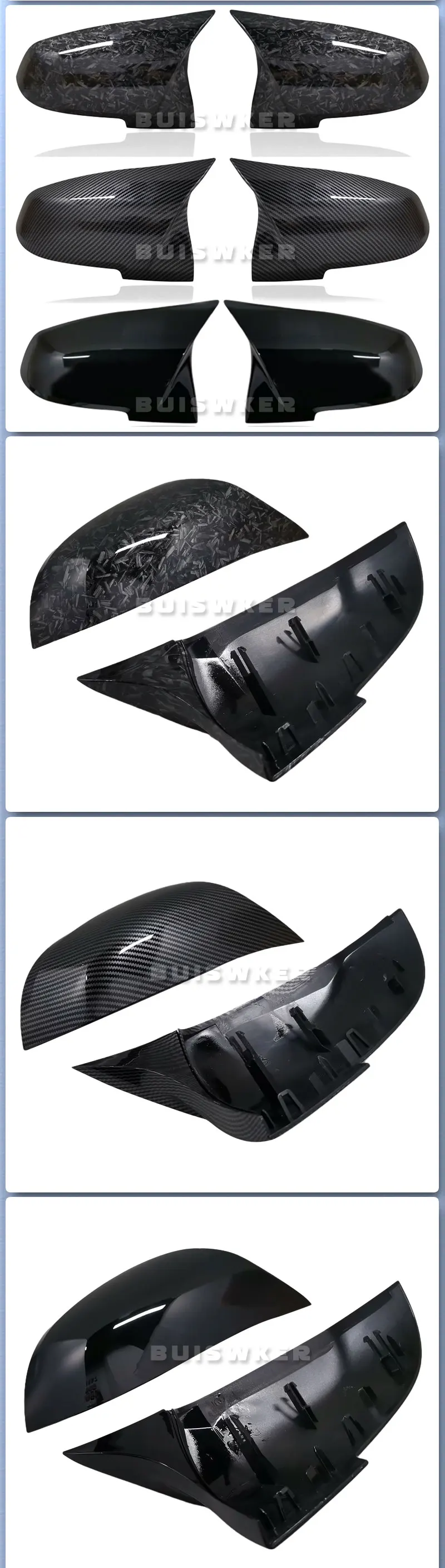 2 pieces Rearview Mirror Cover Cap Carbon Black for BMW Series 1 2 3 4 X M 220i 328i 420i F20 F21 F22 F23 F30 F32 F33 F36 X1