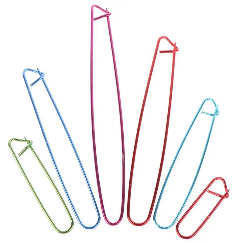 2/6PCS One Set Aluminum Knitting Needles Clip Craft Stitch Holders Safety Pins Crochet Hooks Locking Weaving Sewing Tools