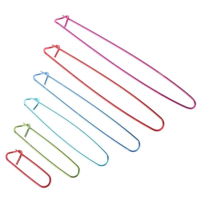 2/6PCS One Set Aluminum Knitting Needles Clip Craft Stitch Holders Safety Pins Crochet Hooks Locking Weaving Sewing Tools