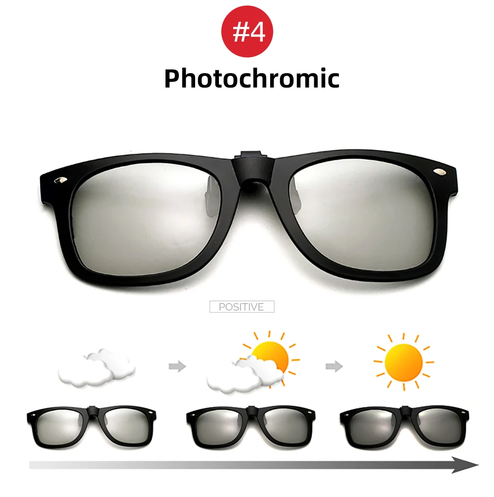 VIVIBEE Flip Up Clip on Sun Glasses for Men Driving Sunglasses Light Fishing Female Anti-UVA UVB Polarized Night Vision Lens