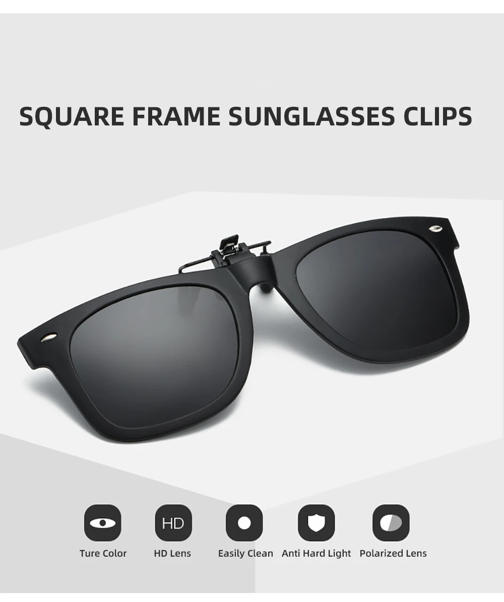 VIVIBEE Flip Up Clip on Sun Glasses for Men Driving Sunglasses Light Fishing Female Anti-UVA UVB Polarized Night Vision Lens