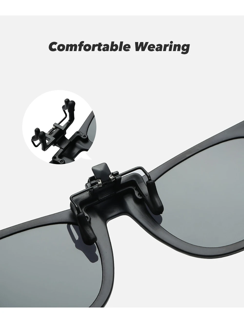 VIVIBEE Flip Up Clip on Sun Glasses for Men Driving Sunglasses Light Fishing Female Anti-UVA UVB Polarized Night Vision Lens