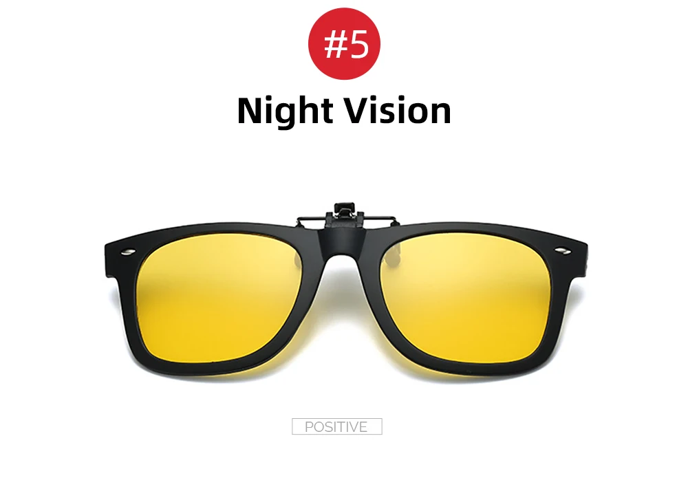 VIVIBEE Flip Up Clip on Sun Glasses for Men Driving Sunglasses Light Fishing Female Anti-UVA UVB Polarized Night Vision Lens