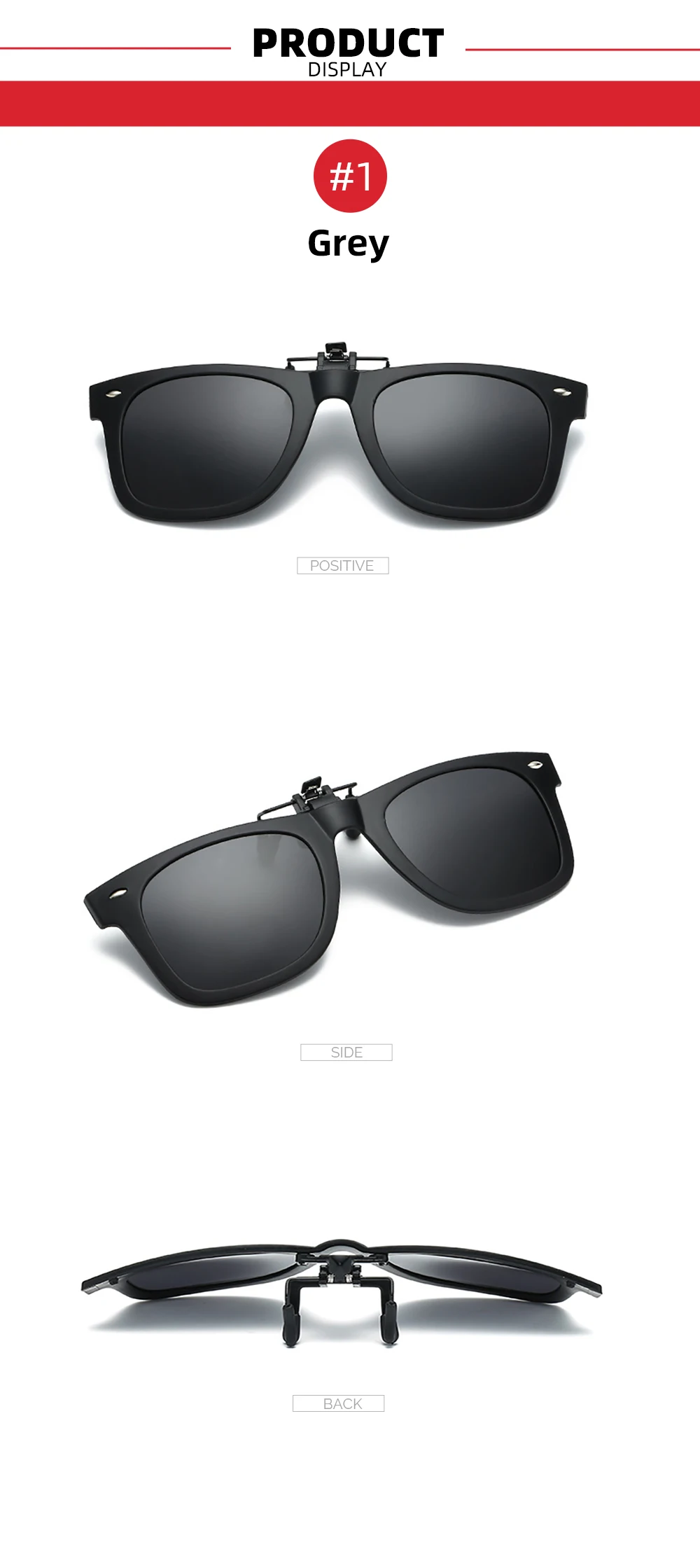 VIVIBEE Flip Up Clip on Sun Glasses for Men Driving Sunglasses Light Fishing Female Anti-UVA UVB Polarized Night Vision Lens