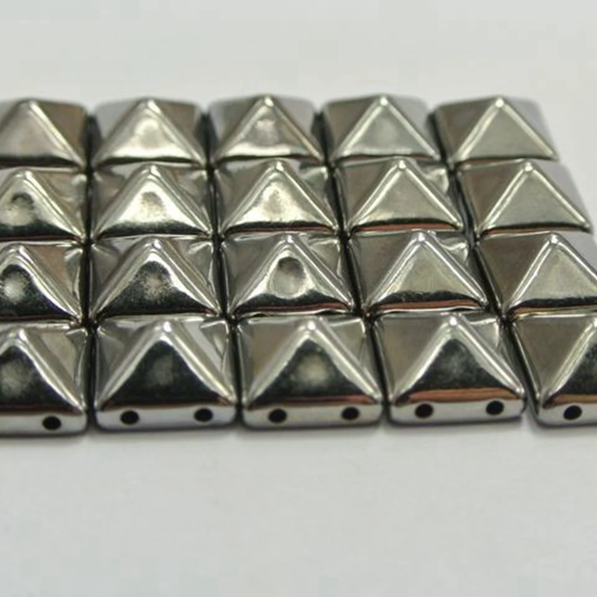 100 Metallic Tone Rock Punk Square Pyramid Rivet Beads Acrylic Studs Beads 10mm
