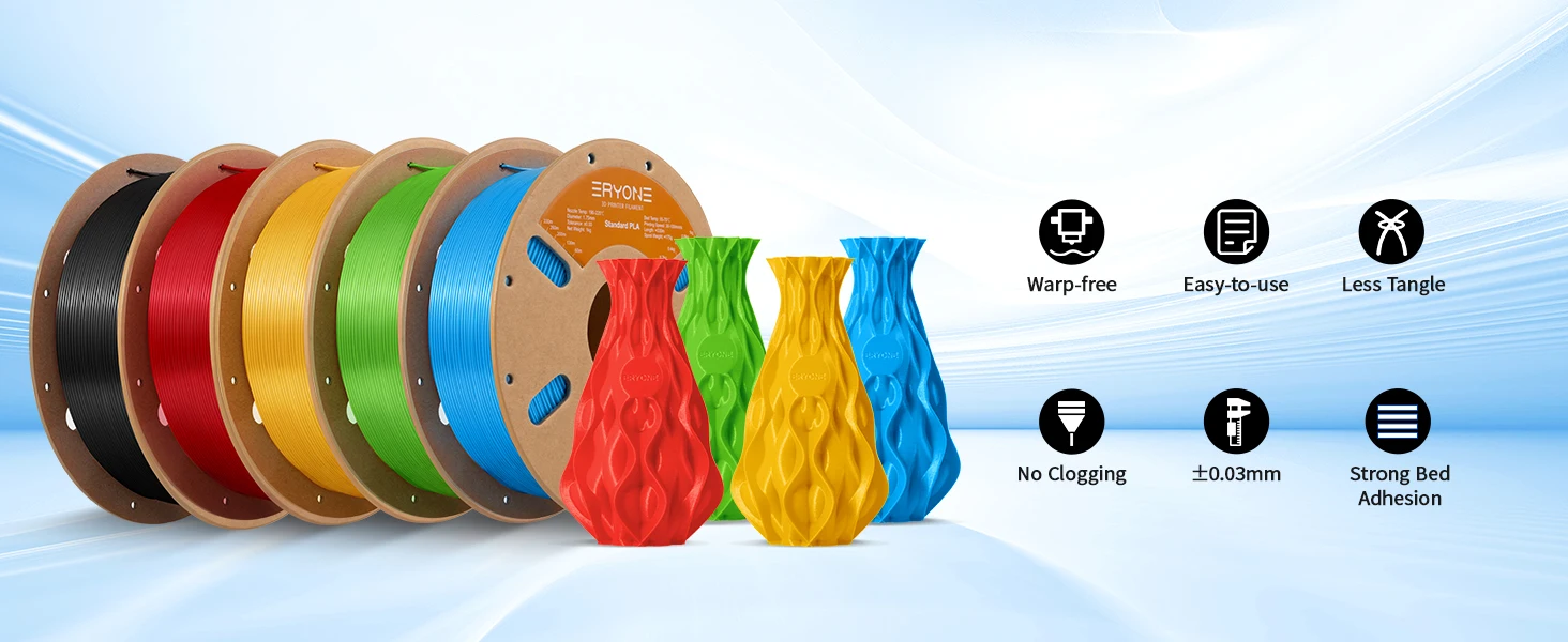 ERYONE 10KG Standard PLA Premium Filament 1.75mm 3D Print, Multicolor Available,Big Sale 1kg PLA Filament,1kg/spool