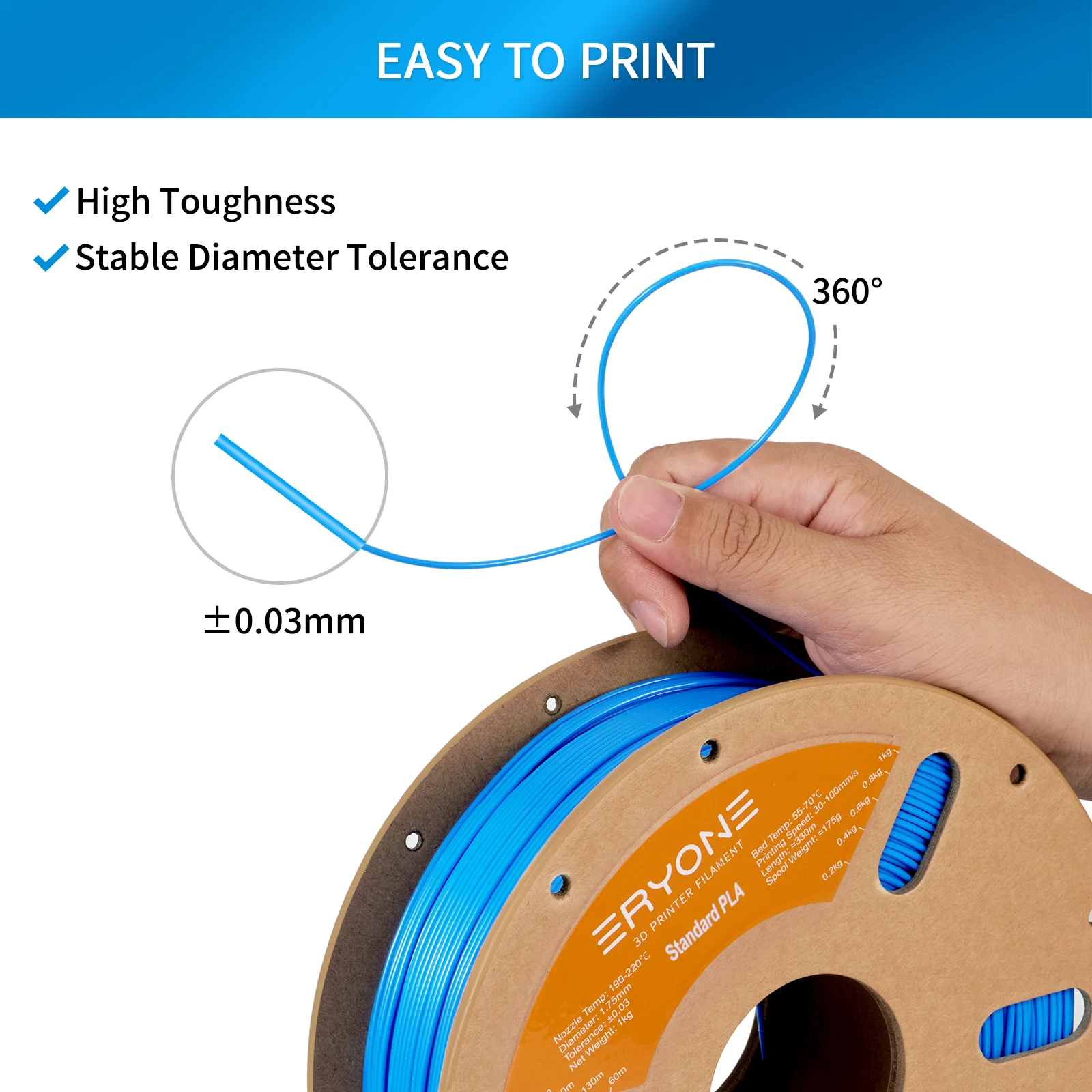 ERYONE 10KG Standard PLA Premium Filament 1.75mm 3D Print, Multicolor Available,Big Sale 1kg PLA Filament,1kg/spool