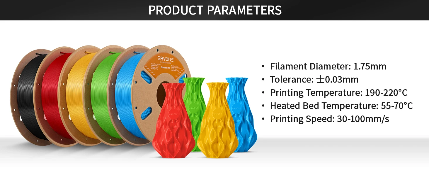ERYONE 10KG Standard PLA Premium Filament 1.75mm 3D Print, Multicolor Available,Big Sale 1kg PLA Filament,1kg/spool