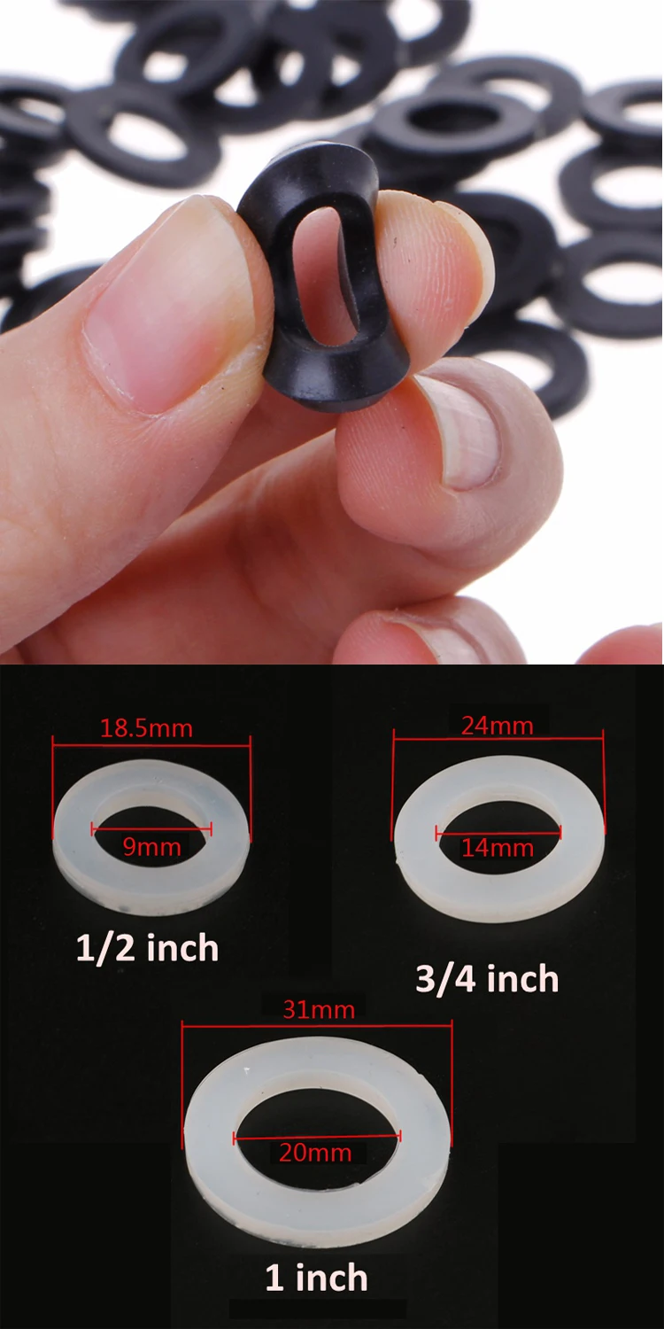 20pcs  1/2" 3/4" 1" Silicon Rubber Flat Gasket O-Ring Seal Washer Ring Plumbing Faucet Washer Sealing Ring