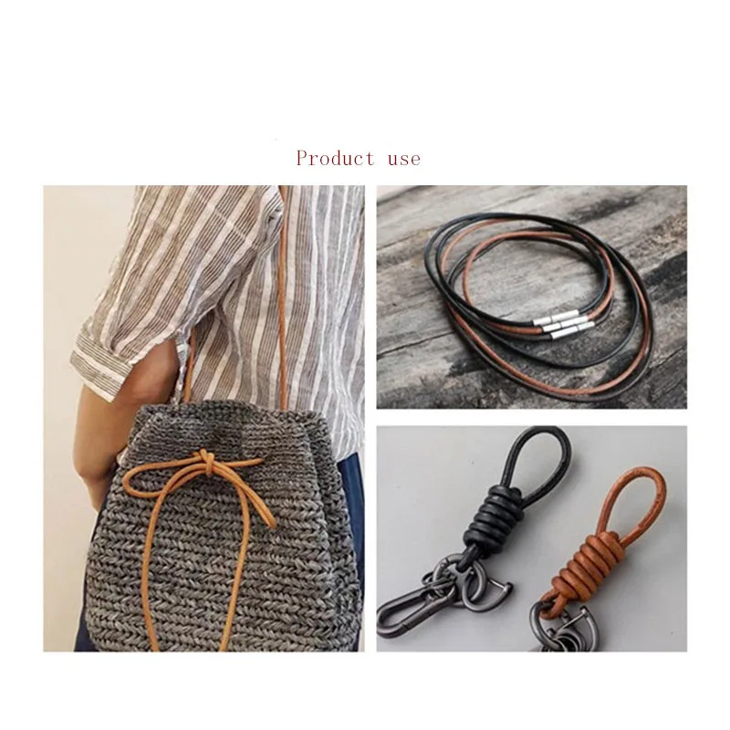 2Meter Genuine Cow Leather Cords Round Flat Leather Strap String Rope for DIY Necklace Bracelet Jewelry Making Accessories
