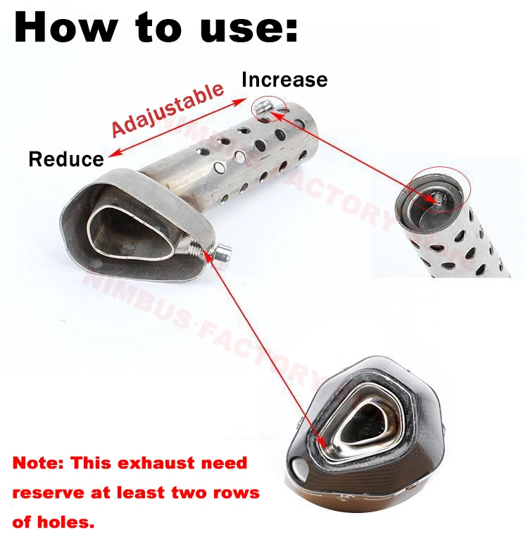 57mm*40mm Motorcycle Exhaust Muffler Escape DB Killer Adjustable Silencer Reduce Noise Sound Eliminator for Akrapovic