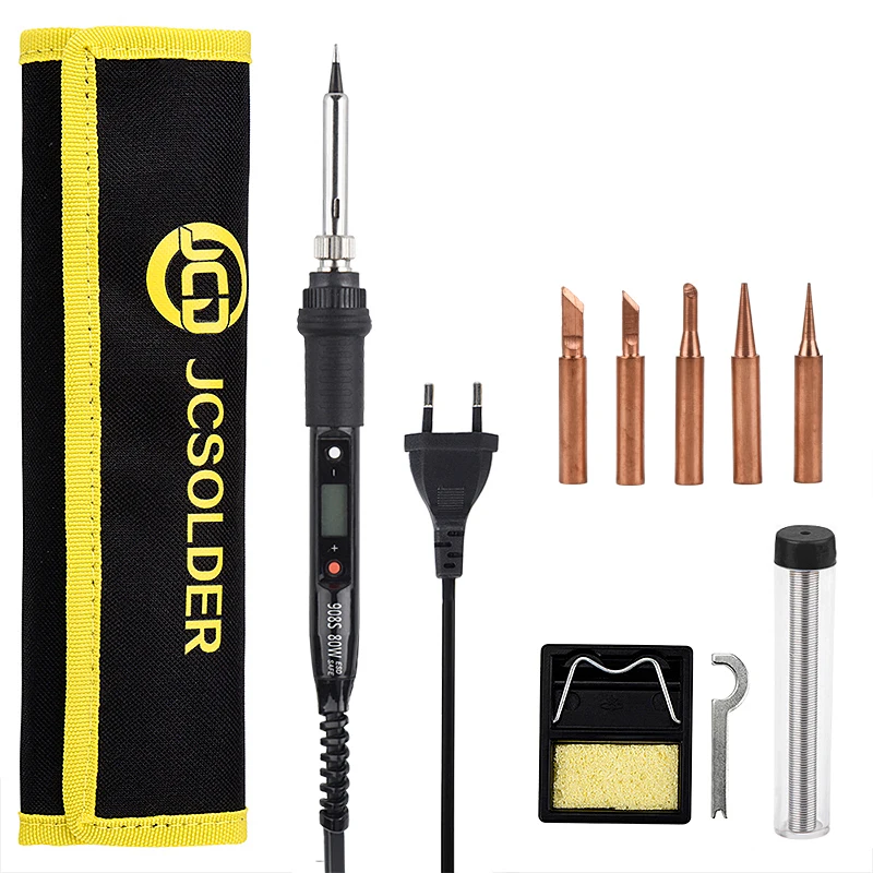 JCD Electric Soldering Iron 80W LCD Digital Display Adjustable Temperature Soldering Iron Tips 220V/110V Welding Solder Tools