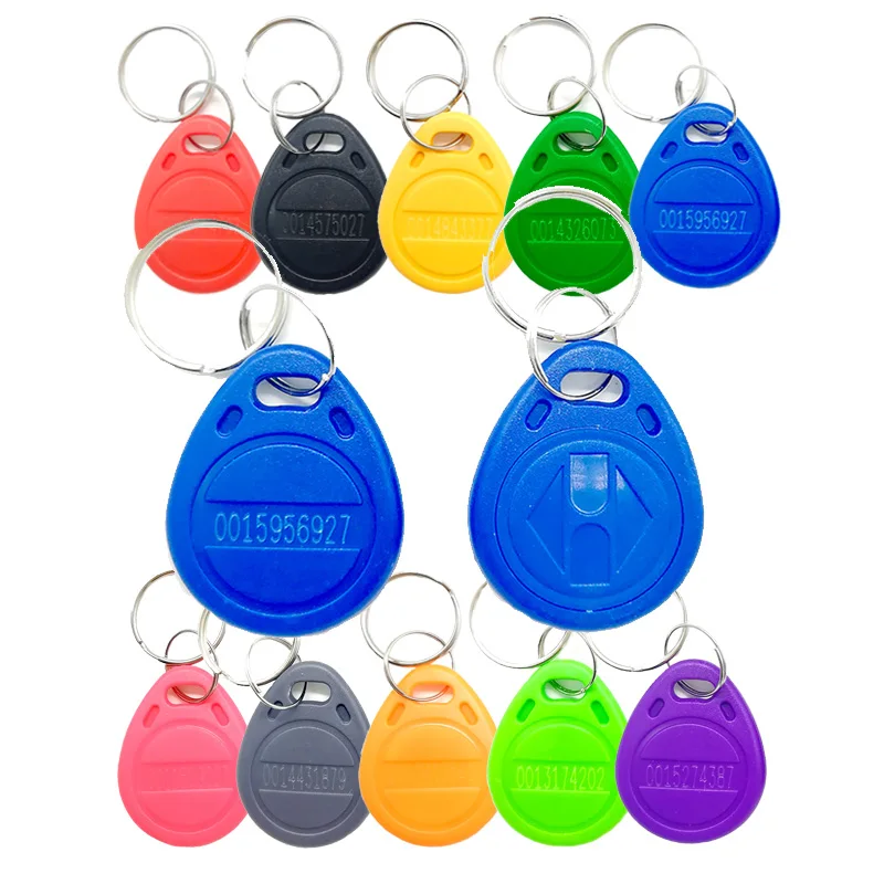 100pcs 125Khz RFID Tag Proximity Keyfobs Ring Access Control Card 11 Colour for Access Control Time Attendance Read-only
