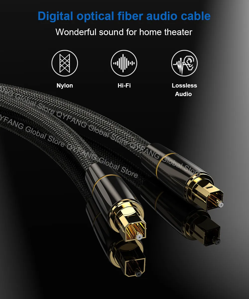 Optic Audio Cable Digital Optical Fiber Cable Toslink 1m 5m 10m SPDIF Coaxial Cable for Amplifiers Player PS4 Soundbar Cable