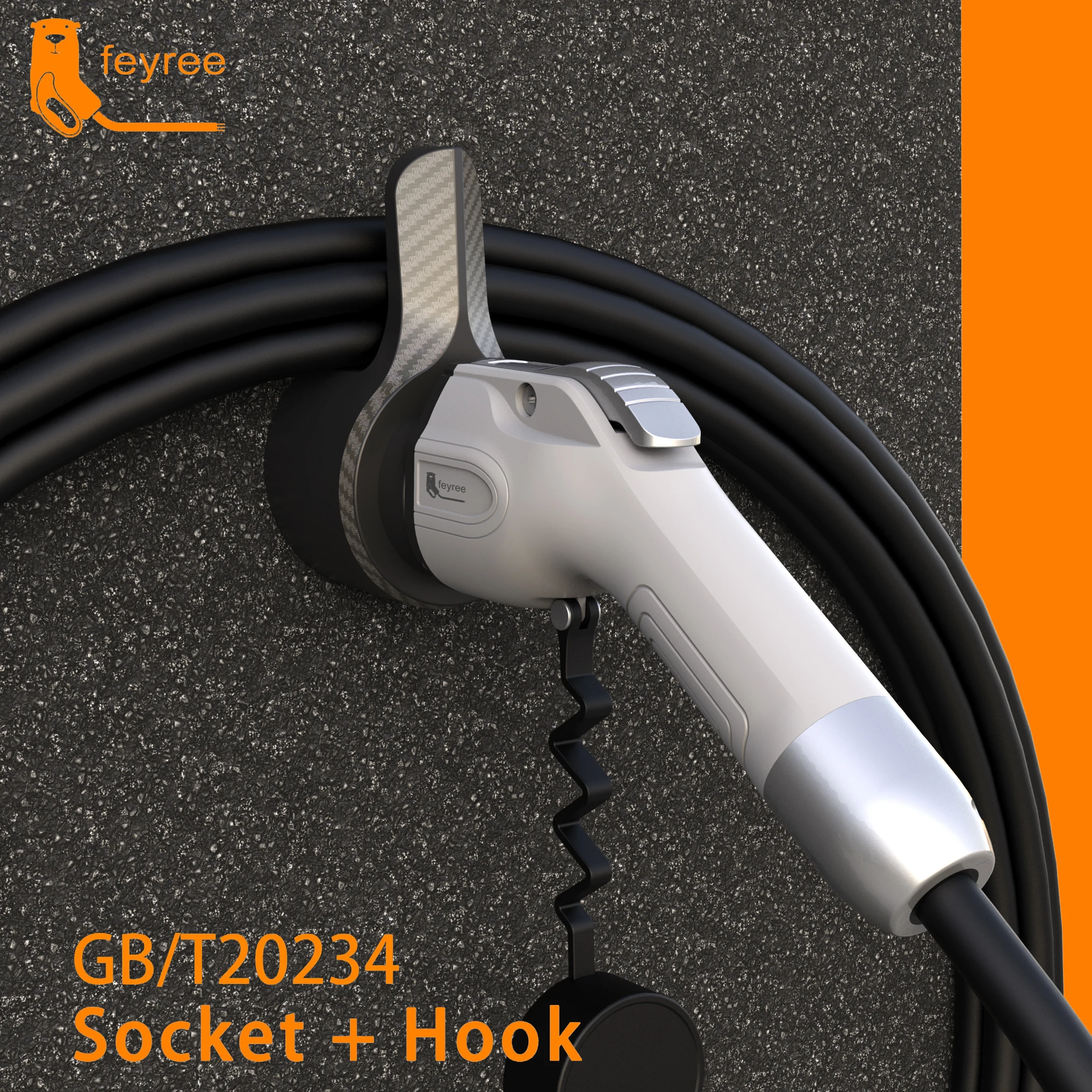 feyree EV Charger GB/T Type Holder Wall Mount Electric Car Charging Cable Organizer Wall Bracket Charger Holder for Electric Car