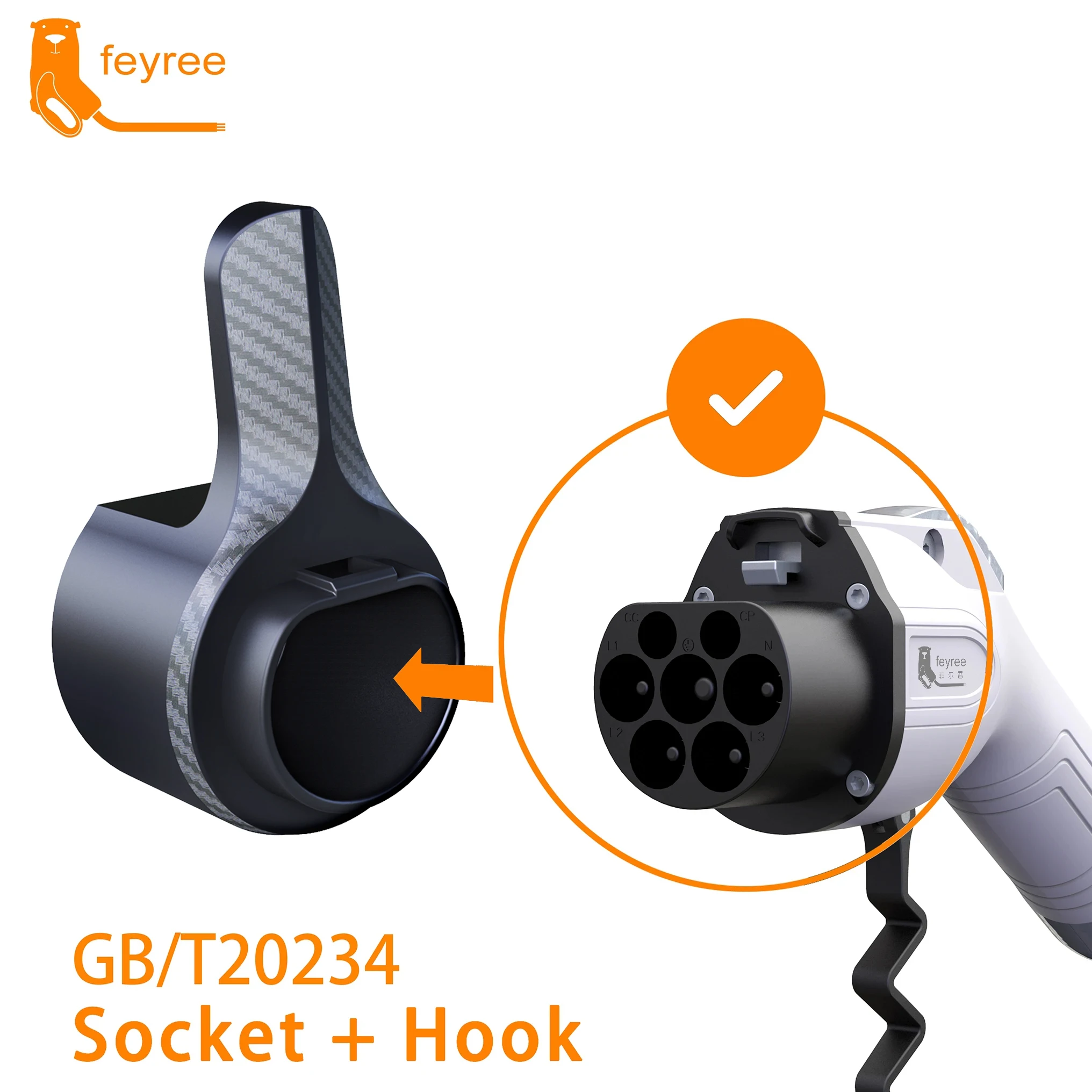 feyree EV Charger GB/T Type Holder Wall Mount Electric Car Charging Cable Organizer Wall Bracket Charger Holder for Electric Car