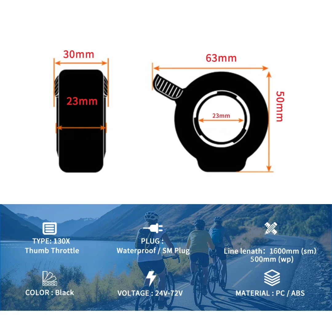 Electric Bike Throttle Grip 24V 36V 48V Waterproof Connector E Bike Twist Throttle for Bafang Motor Electric Bicycle Accessories