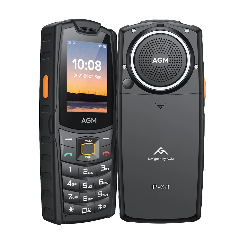 AGM M6 Rugged Phone Loud 103dB Speaker 2.4" Screen 4G Dual SIM 2500mAh Battery BT5.1 FM Radio IP68/IP69K Senior Feature Phone