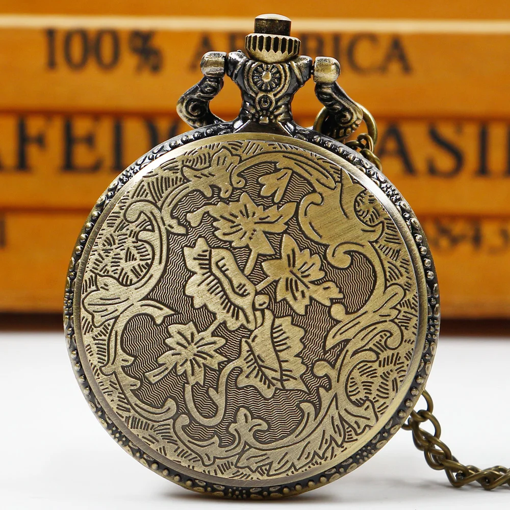 Personalized Creative l Wolf Head Three-Dimensional Carved Pocket Watch FOB Watch for Men's Arabic Numerals Display Quartz Penda