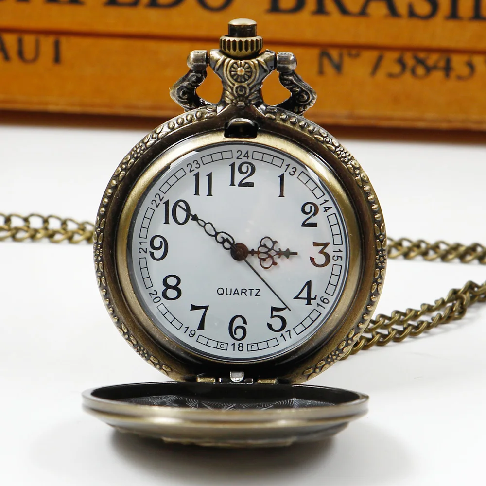 Personalized Creative l Wolf Head Three-Dimensional Carved Pocket Watch FOB Watch for Men's Arabic Numerals Display Quartz Penda