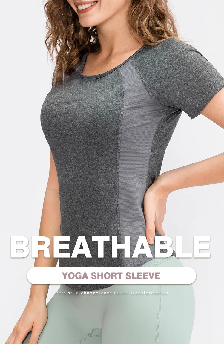 Women Yoga Tops Breathable Sport Fitness Workout Running Yoga Top Quick Dry Short Sleeve Gym T Shirt
