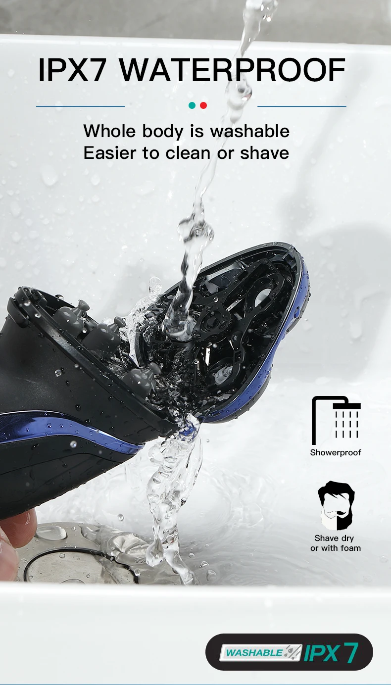 VGR Shaver Electric Razor Professional Shaving Machine Floating Beard Trimmer IPX7 Waterproof Rechargeable Shaver for Men V-306