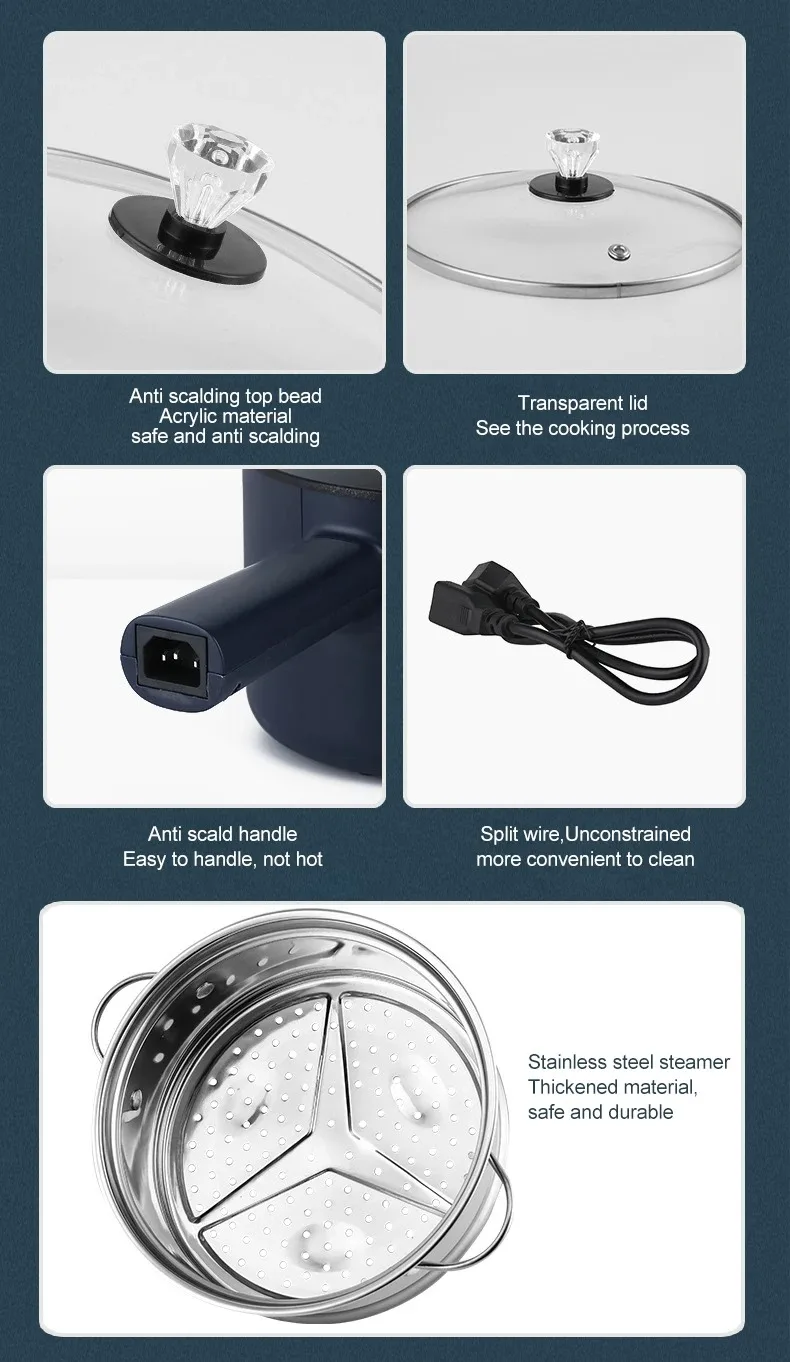Mini Electric Cooker Multi-Function All-In-One Pot Single Double Layer Household Noodle Cooker Non-Stick Hot Pot Kitchen Tool