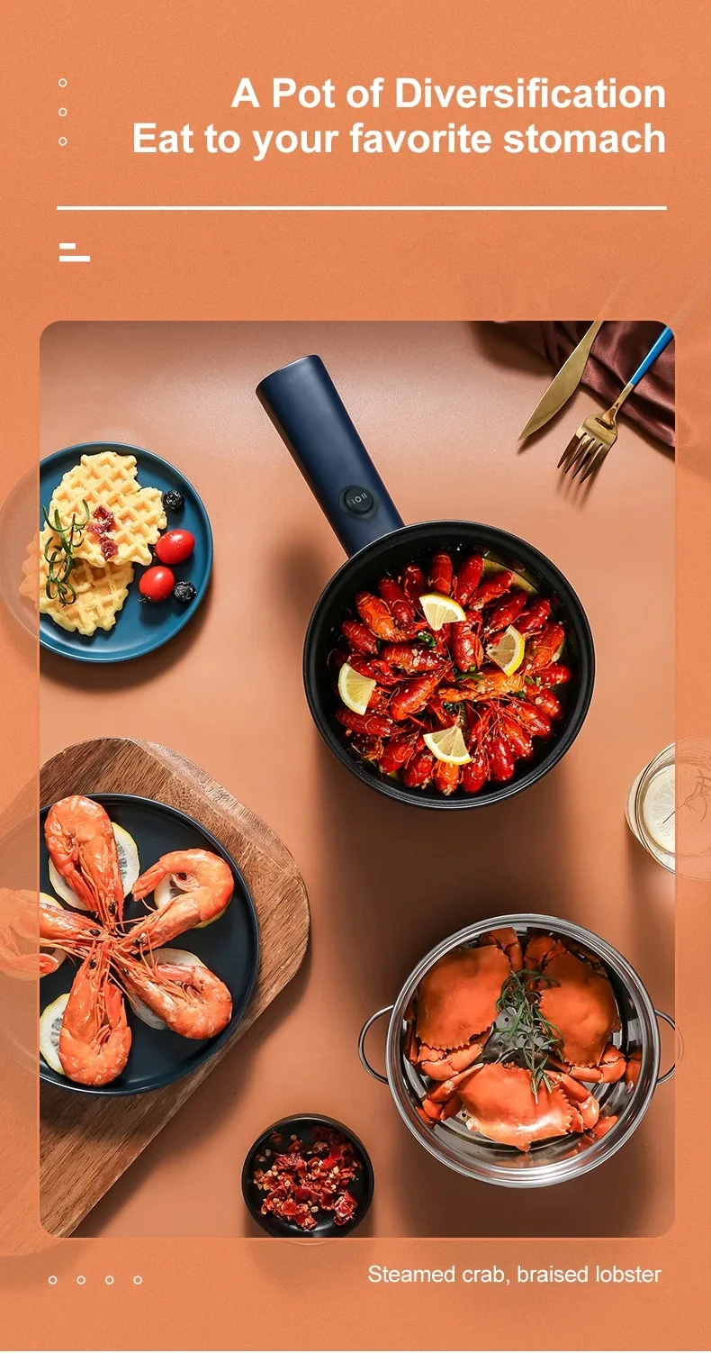 Mini Electric Cooker Multi-Function All-In-One Pot Single Double Layer Household Noodle Cooker Non-Stick Hot Pot Kitchen Tool