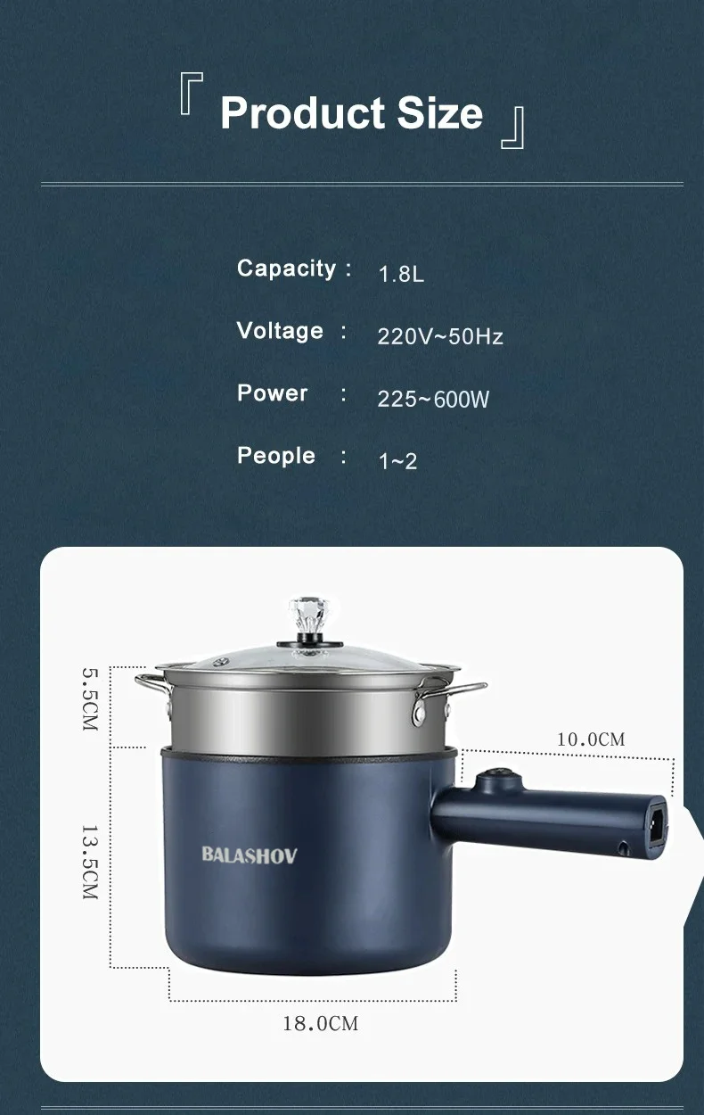 Mini Electric Cooker Multi-Function All-In-One Pot Single Double Layer Household Noodle Cooker Non-Stick Hot Pot Kitchen Tool