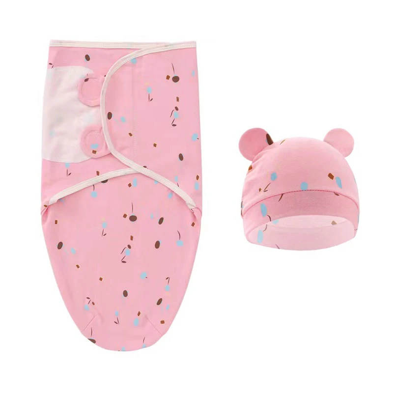 Muslin Newborn Sleeping Bag Hat Set/Sleepsack Only Baby Swaddle Blanket Wrap Adjustable Newborn Sleep Sack Infant Sleepwear 0-6M