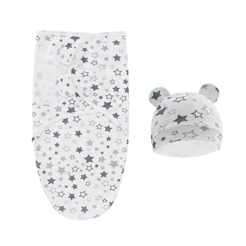 Muslin Newborn Sleeping Bag Hat Set/Sleepsack Only Baby Swaddle Blanket Wrap Adjustable Newborn Sleep Sack Infant Sleepwear 0-6M