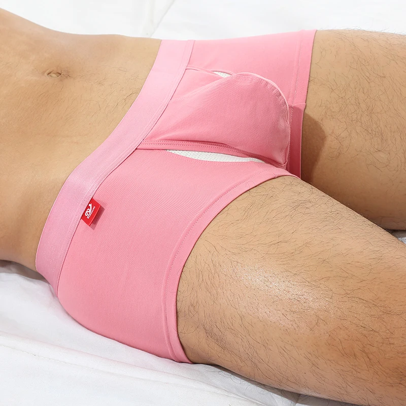 Open Front Underwear Men Cotton Sexy Men's Boxer Shorts Panties Breathable Pouch Bulge Underpants Male