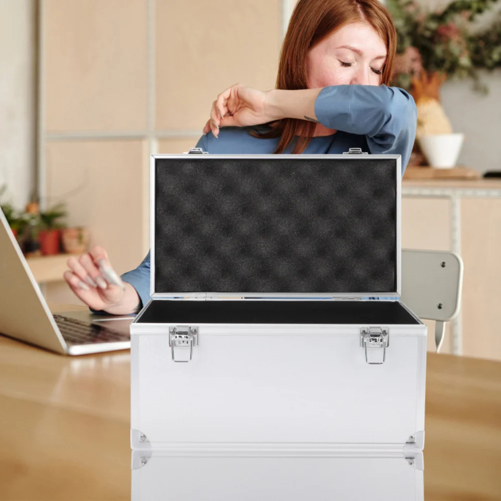 Aluminum Suitcase Parts Toiletry Containers Hard Toy Garage Organization Storage Portable Metal Lock Case Without Sponge