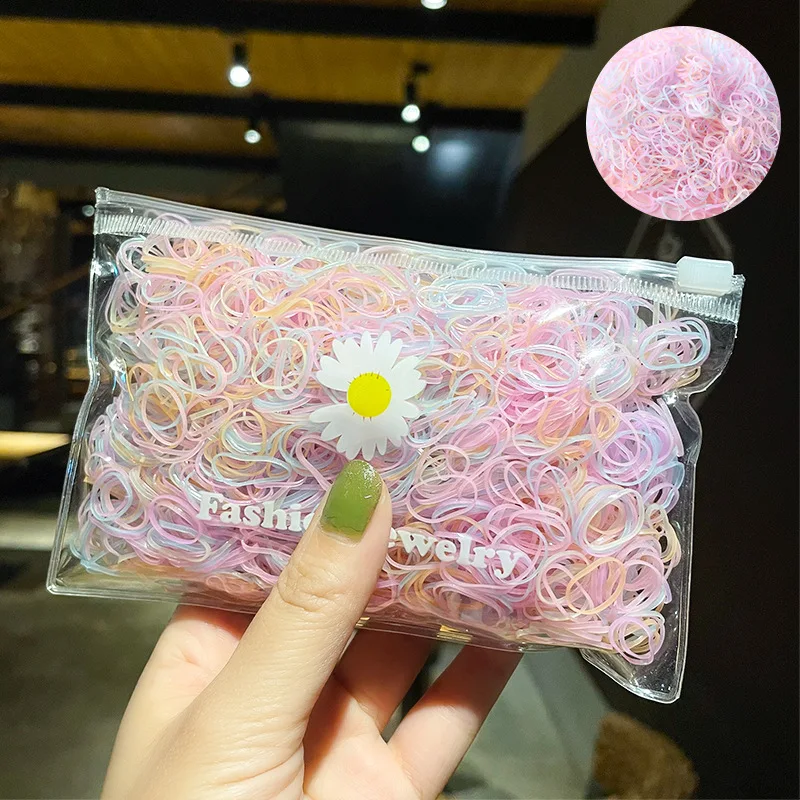 200Pcs/Pack Colorful Small Disposable Hair Bands Scrunchie Girls Elastic Rubber Band Ponytail Holder Hair Accessories Hair Ties