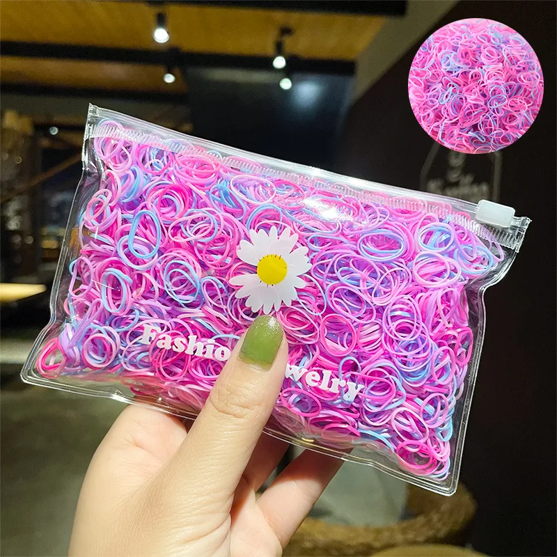 200Pcs/Pack Colorful Small Disposable Hair Bands Scrunchie Girls Elastic Rubber Band Ponytail Holder Hair Accessories Hair Ties