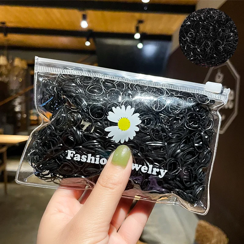 200Pcs/Pack Colorful Small Disposable Hair Bands Scrunchie Girls Elastic Rubber Band Ponytail Holder Hair Accessories Hair Ties