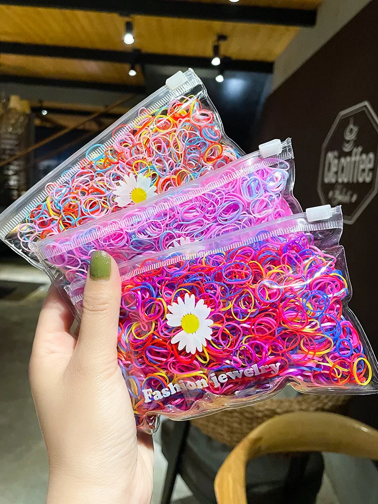 200Pcs/Pack Colorful Small Disposable Hair Bands Scrunchie Girls Elastic Rubber Band Ponytail Holder Hair Accessories Hair Ties