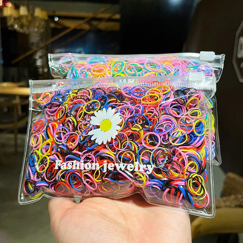 200Pcs/Pack Colorful Small Disposable Hair Bands Scrunchie Girls Elastic Rubber Band Ponytail Holder Hair Accessories Hair Ties