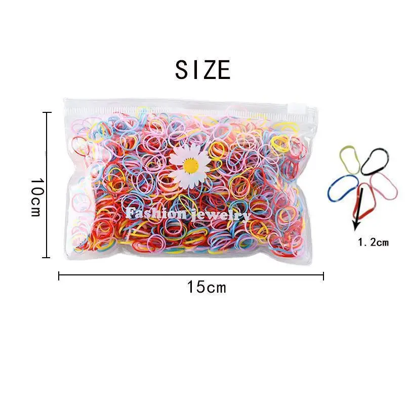 200Pcs/Pack Colorful Small Disposable Hair Bands Scrunchie Girls Elastic Rubber Band Ponytail Holder Hair Accessories Hair Ties