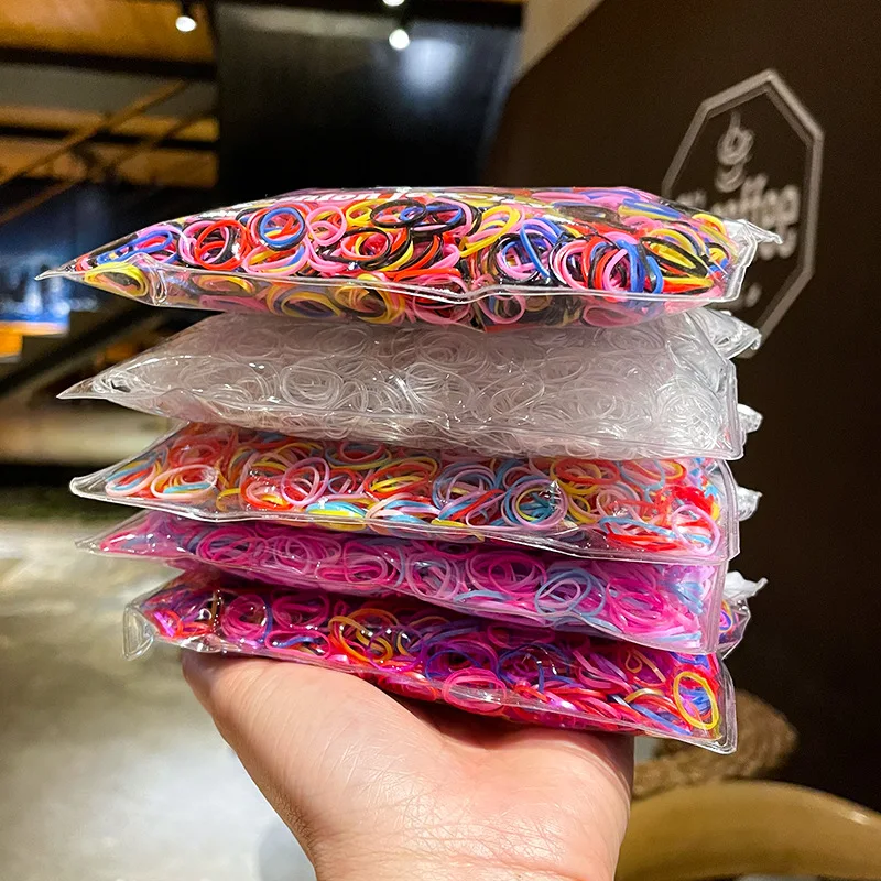 200Pcs/Pack Colorful Small Disposable Hair Bands Scrunchie Girls Elastic Rubber Band Ponytail Holder Hair Accessories Hair Ties