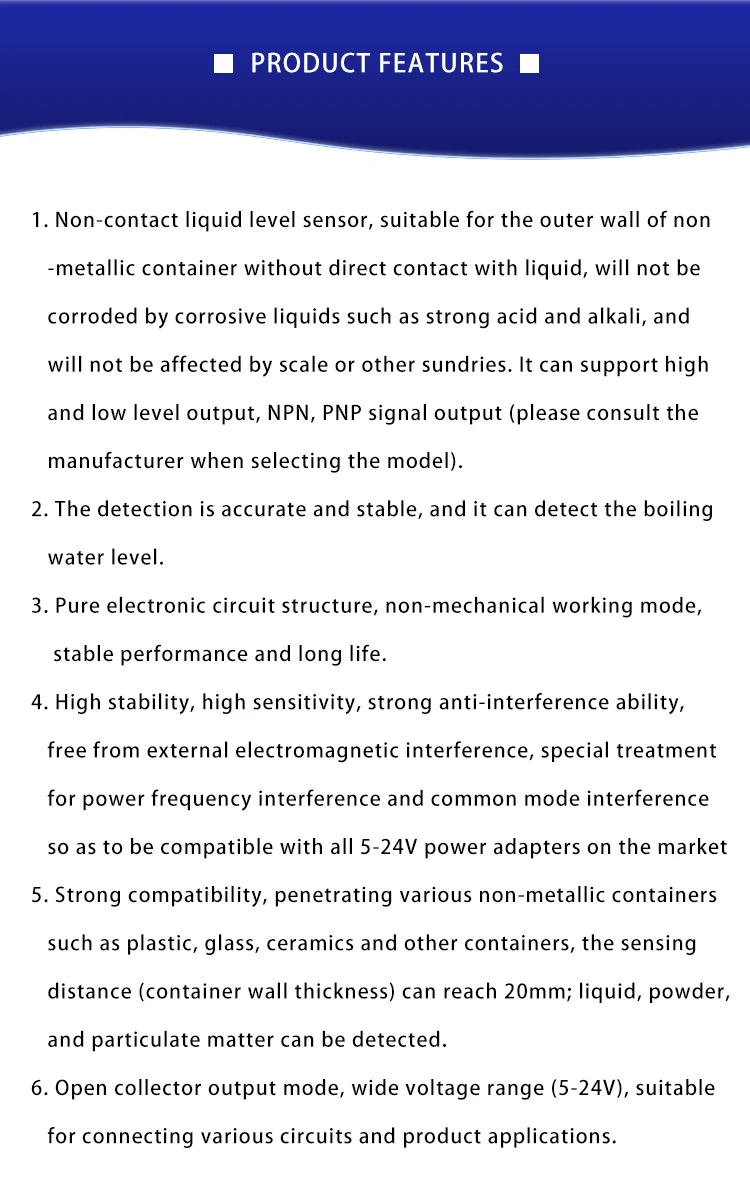 XKC-Y25 Liquid Sensing Switch Water Level Detection Non-contact Liquid Level Sensor Well Level Sensor Water Level Sensor