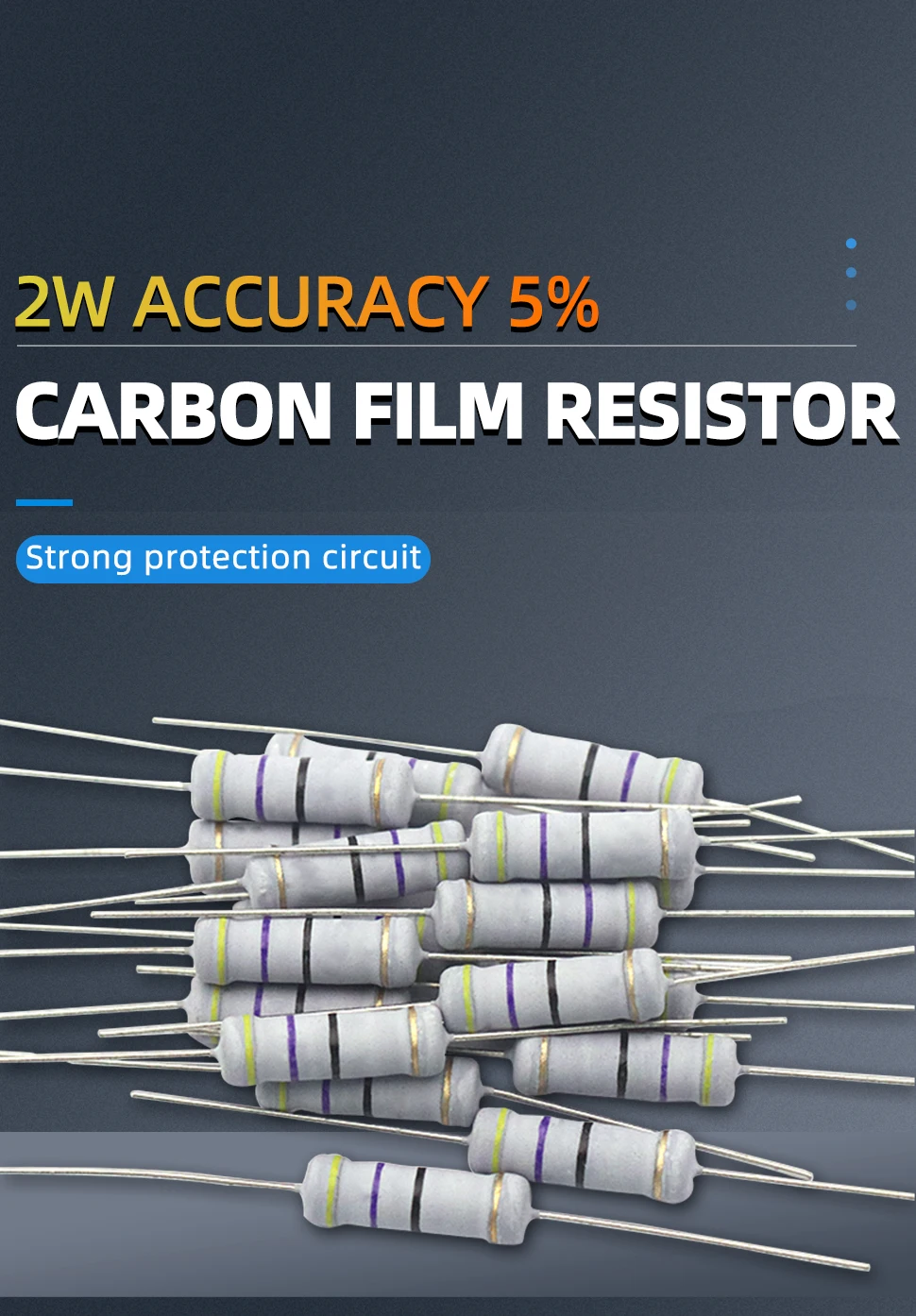 20pcs 2W Carbon Film Resistor 5% Resistance 0.1Ω-2MΩ 0.47 10 47 100 200 470 820 1K 4.7K 10K 47K 100K 200K 330K 470K 1M 1.2M Ohm