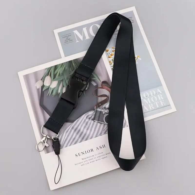 Black Lanyards Keys Chain ID Credit Card Cover Pass Mobile Phone Charm Neck Straps Badge Holder Accessories Gifts