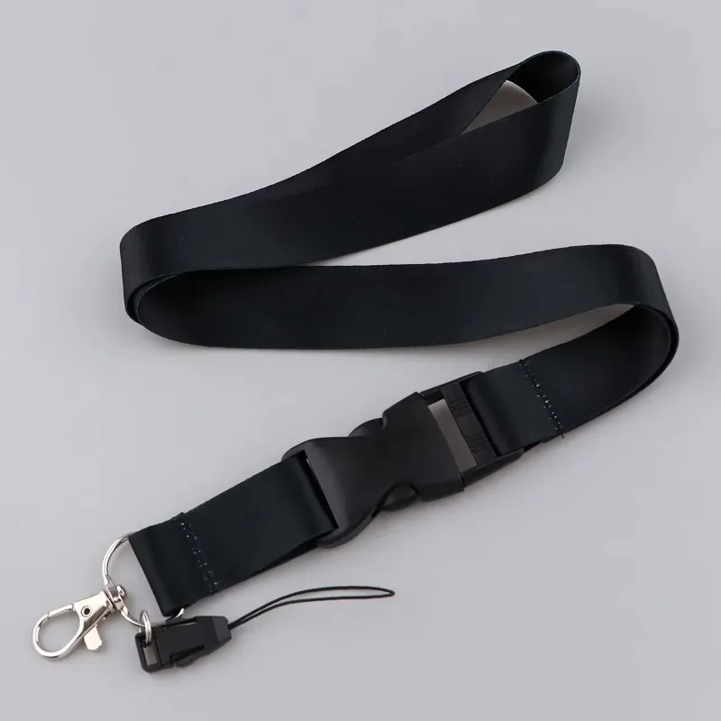 Black Lanyards Keys Chain ID Credit Card Cover Pass Mobile Phone Charm Neck Straps Badge Holder Accessories Gifts