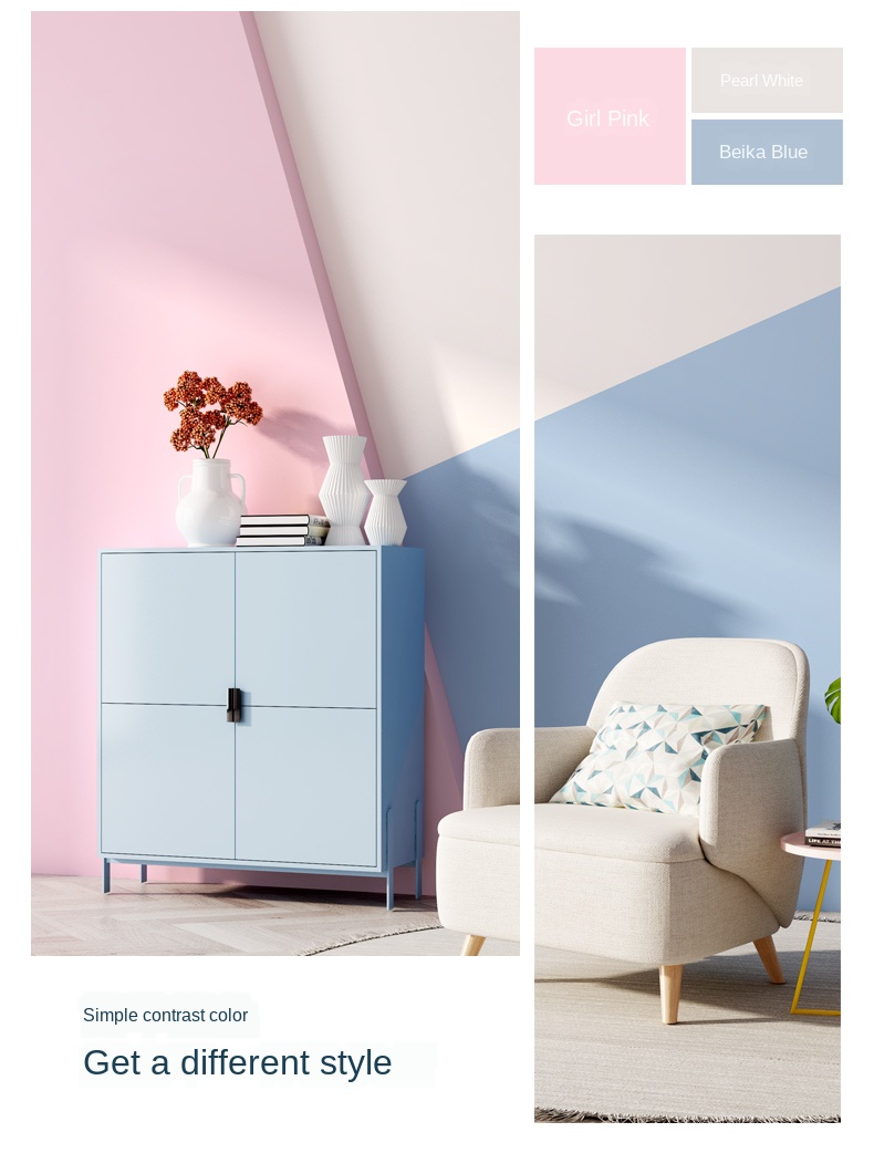 Macaron Solid Color Self Adhesive Wallpaper Furniture Cabinet Renovation Stickers Bedroom Vinyl Film Room Decor Wall Sticker DIY