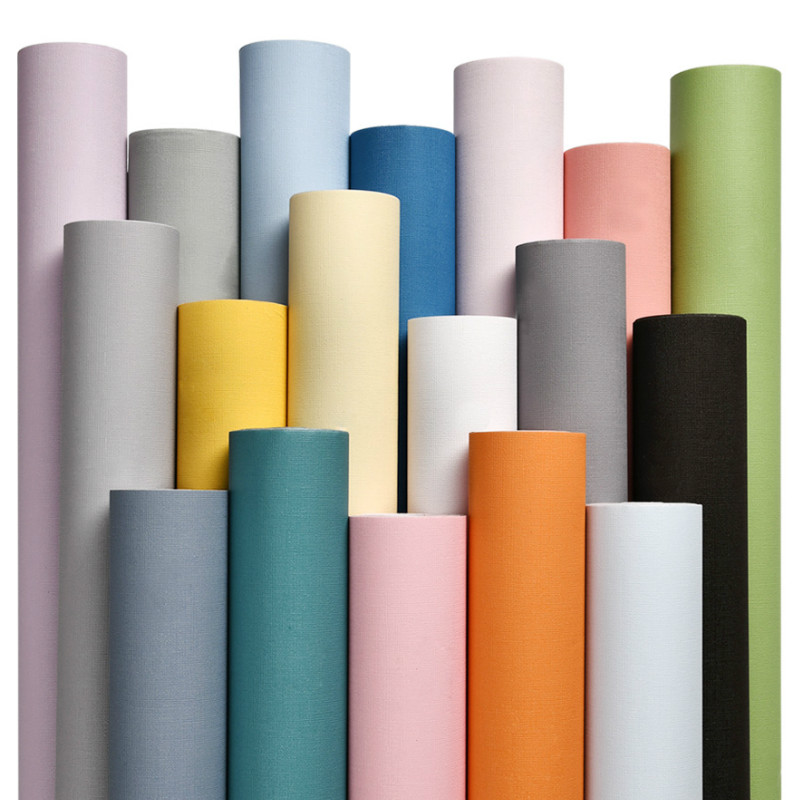 Macaron Solid Color Self Adhesive Wallpaper Furniture Cabinet Renovation Stickers Bedroom Vinyl Film Room Decor Wall Sticker DIY
