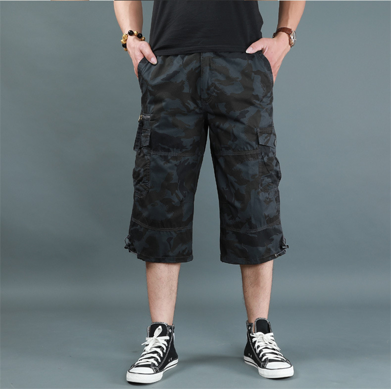 Long Length Cargo Shorts Men Summer Multi-Pocket Casual Cotton Elastic Capri Pants Men Military Tactical Short Hot Breeches 5XL