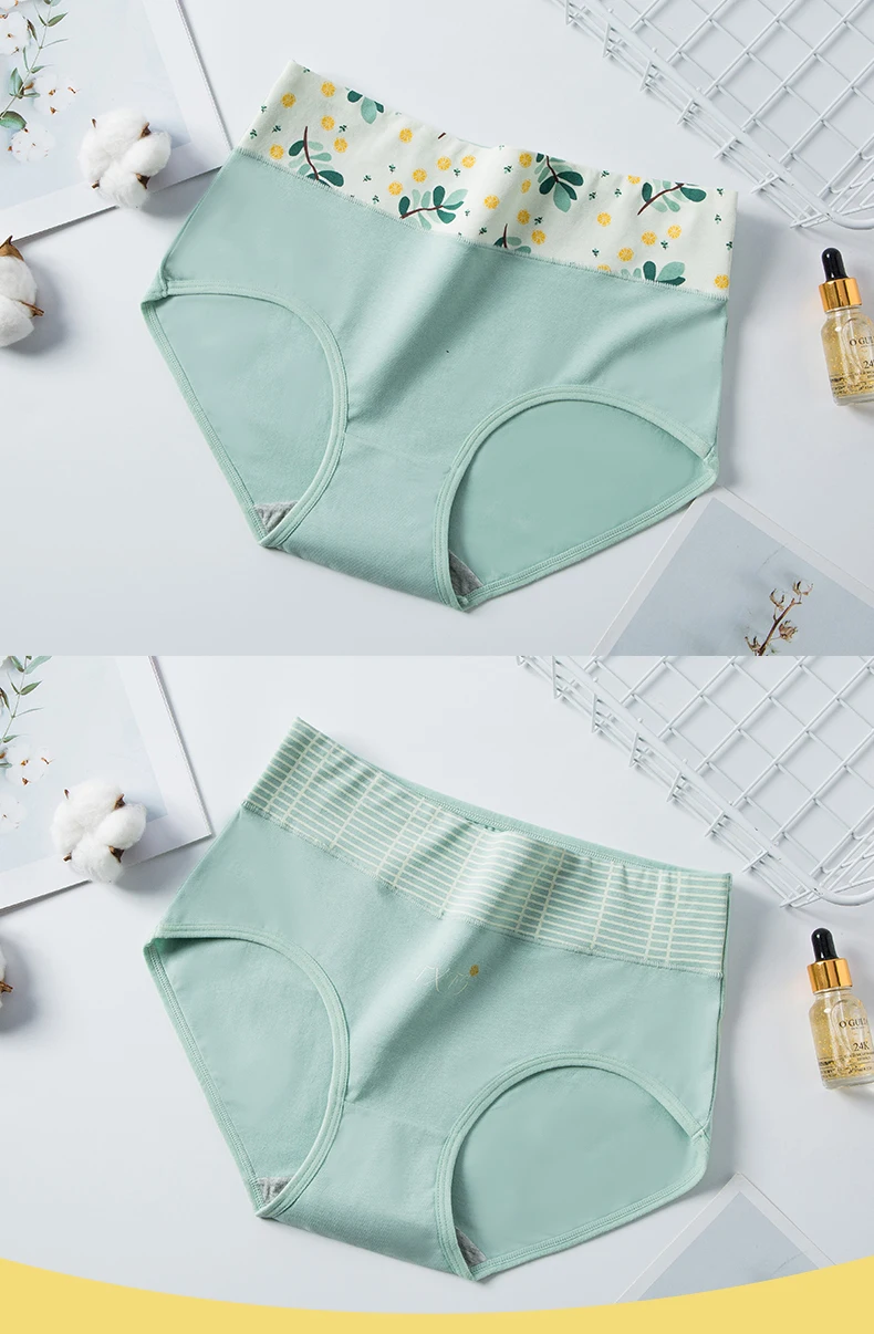High Waist 4Pcs/Set Cotton Panties Women Body Shaper Fashion Briefs Plus Size M-4XL Underwear Breathable Comfort Female Lingerie